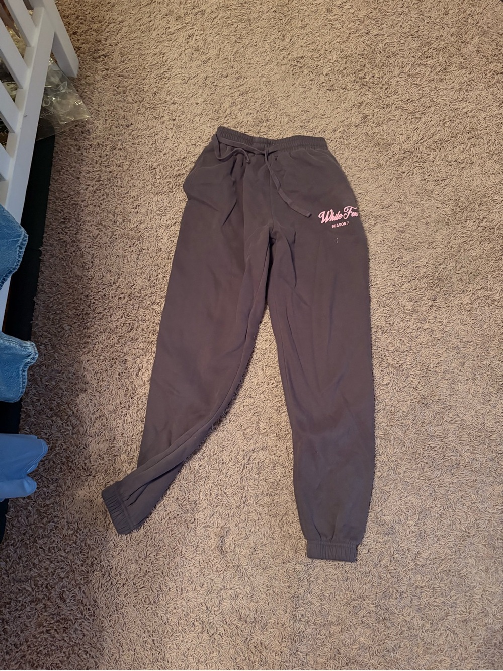 Black Womens Sweatpants with Pink Logo